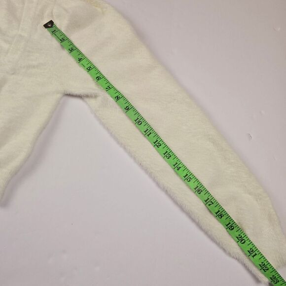Kourt Statement Squareneck Crop Sweater White Fuzzy Women's Medium - Picture 8 of 8